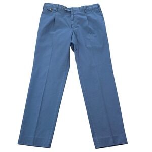 PT Torino Gentleman‎ Fit Blue Pleated Cotton Trousers Mens Size 52, 36x28 US